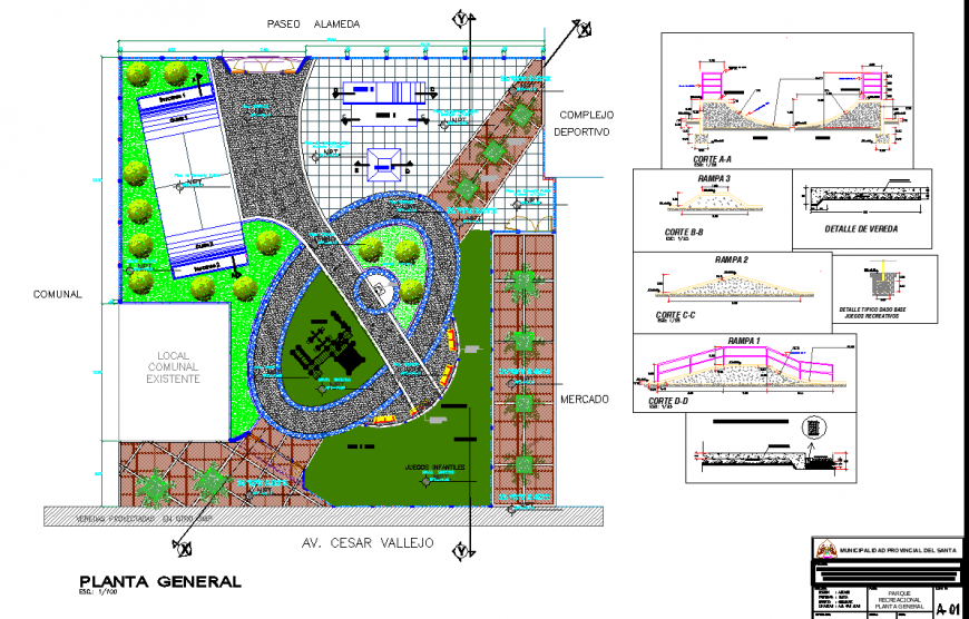 Architecture ultimate park design drawing in dwg file.