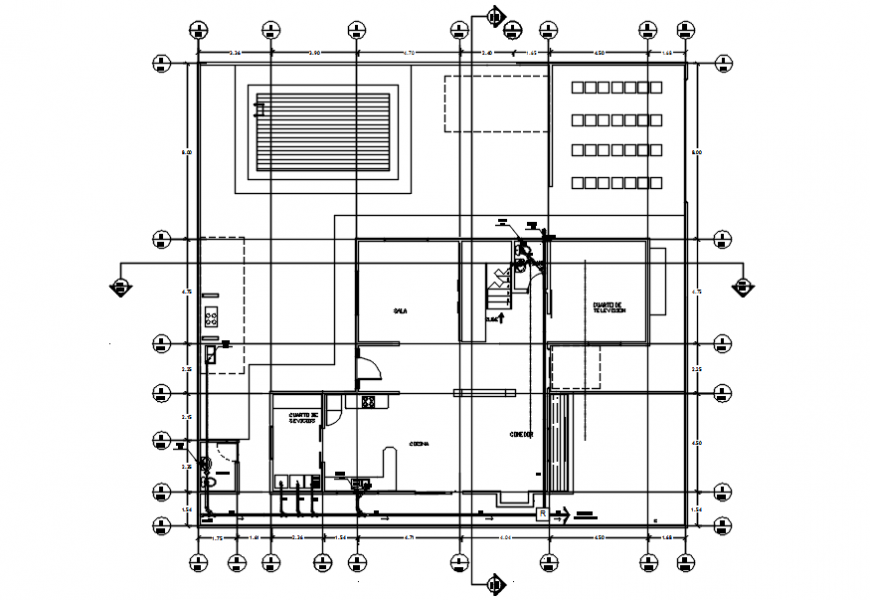 Architecture view of first floor plan of house in AutoCAD