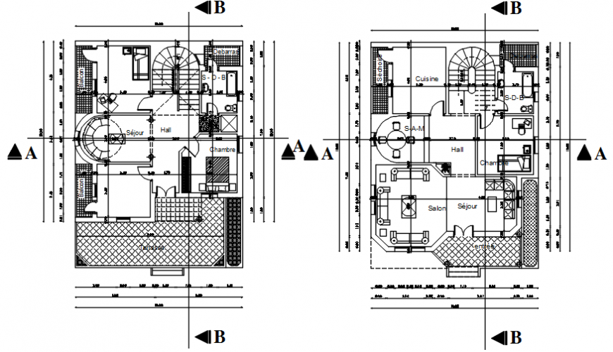Architecture villa residential layout plan autocad file