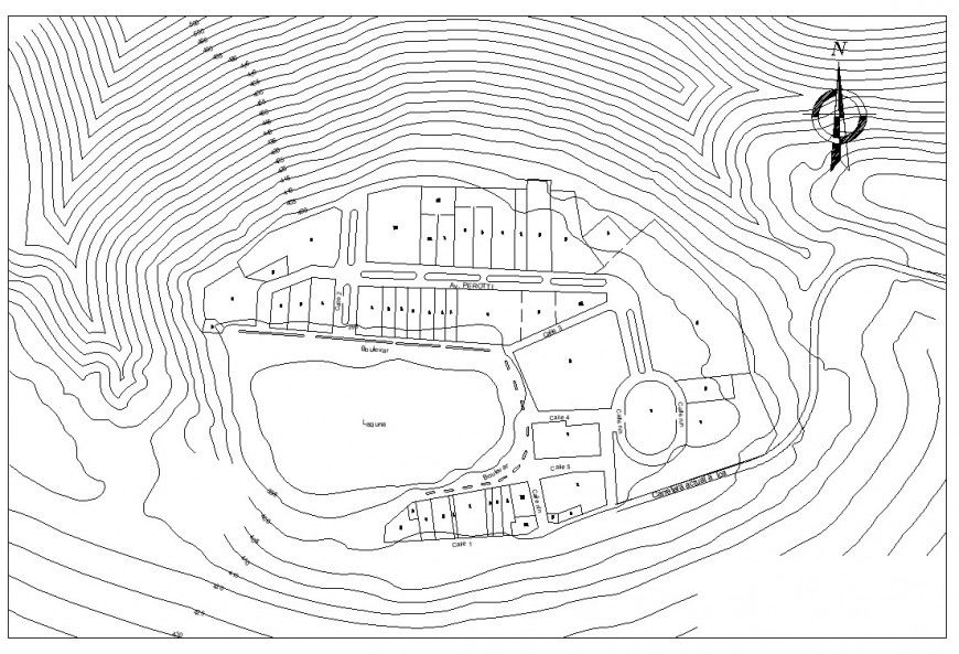 Area contour mapping detail 2d view layout plan in dwg format