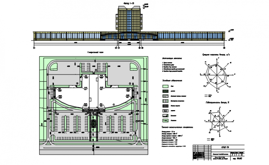 Area detail with its sign in plan and elevation of shopping area in auto cad software