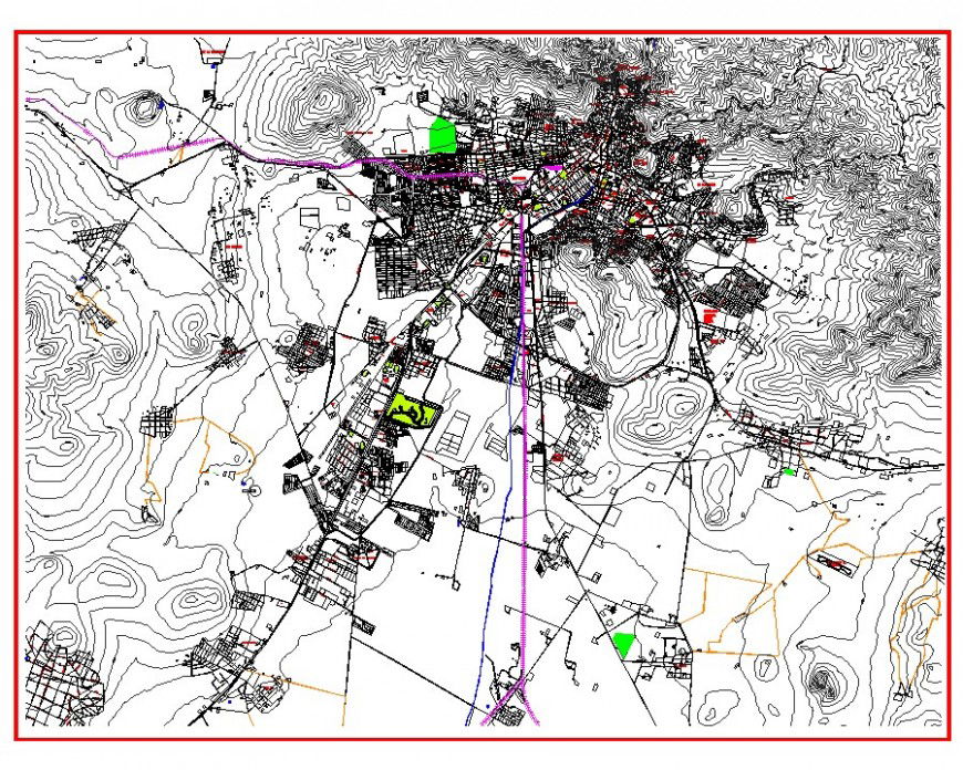Area field topographical mapping detail 2d view layout plan in autocad format