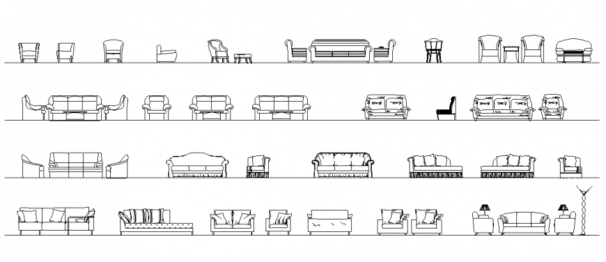 Armchair and Sofa Chair CAD Block Design in DWG Format