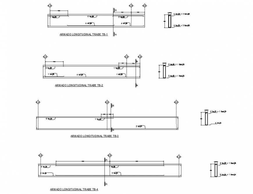 Armado longitudinal trabe construction cad drawing details dwg file