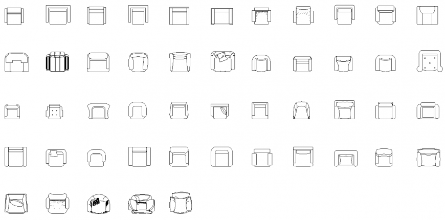 Armchair detail elevation layout 2d view autocad file