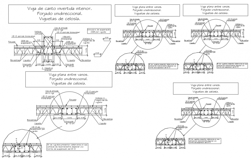 Armed beam dimension with elevation and detail view dwg file