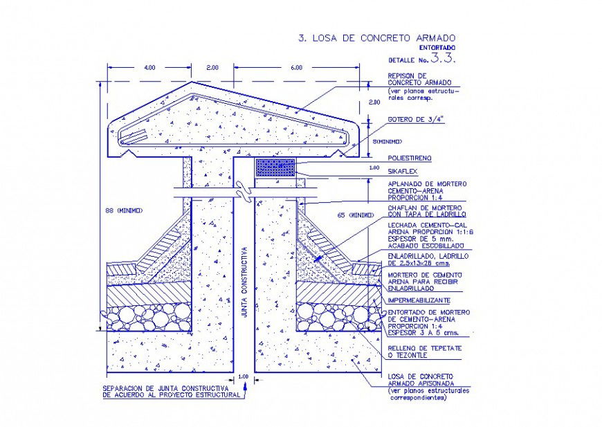 Armed concrete beam constructive structure cad drawing details dwg file