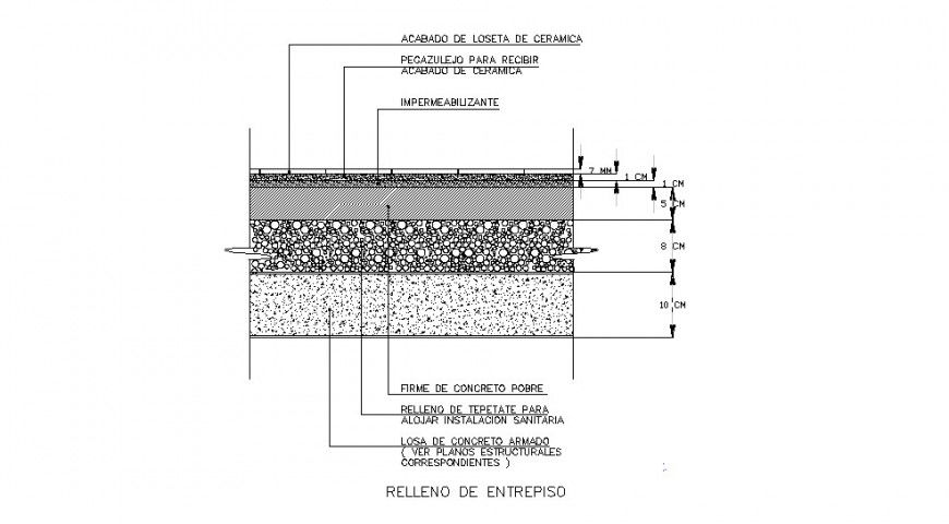 Armed concrete slab construction cad drawing details dwg file