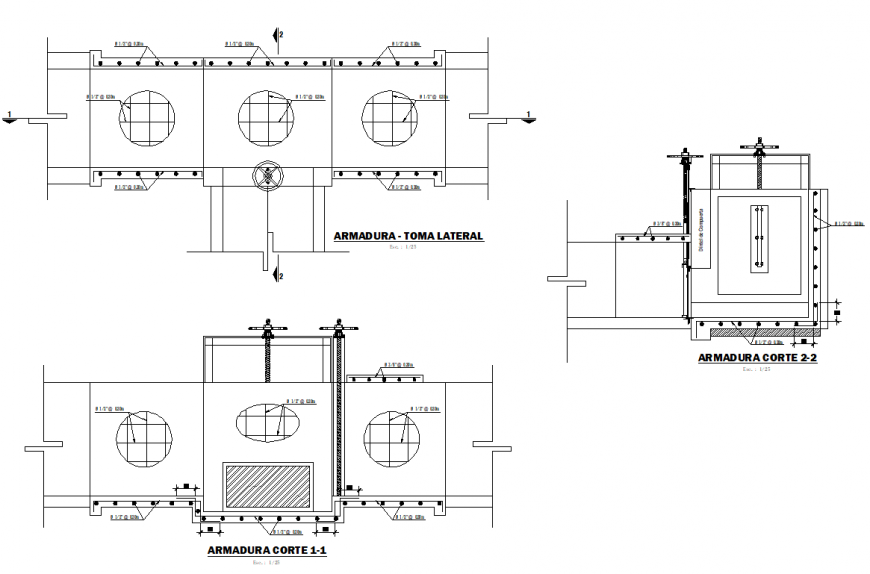 Armor side shot plan and section autocad file
