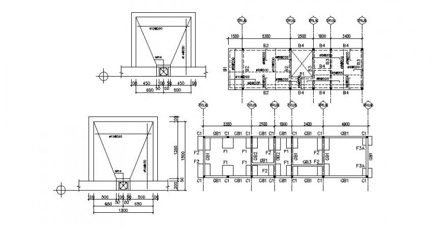 Aron house foundation structure details with column dwg file