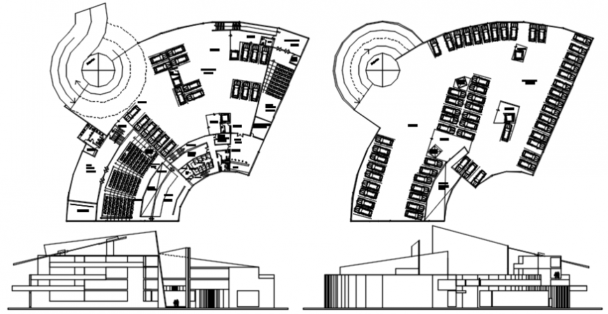 Art gallery plan and elevation government building in AutoCAD