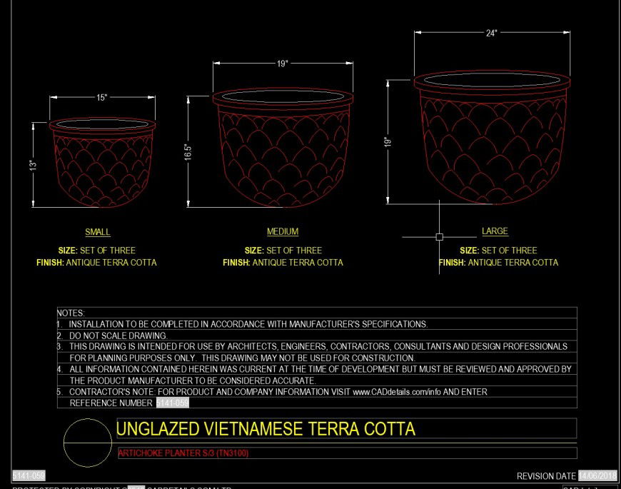Artichoke type planter detail drawing in dwg file.