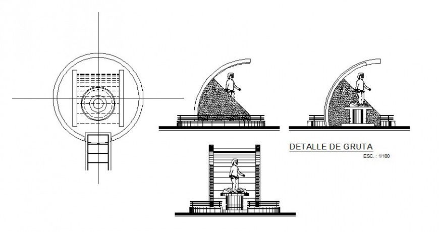 Artificial structure plan and elevation detail in auto cad