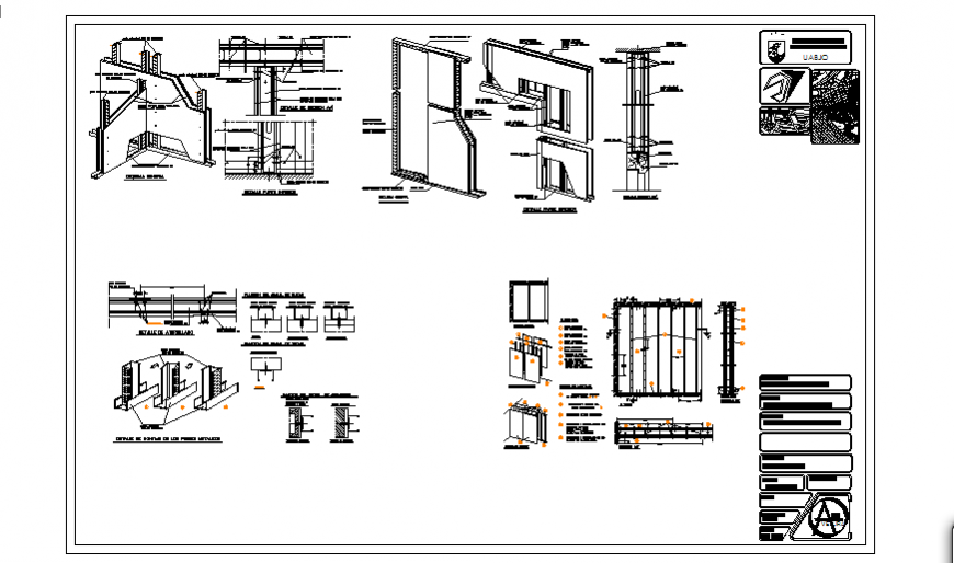 ASSEMBLY OF METAL POSTS DETAIL DESIGN DRAWING