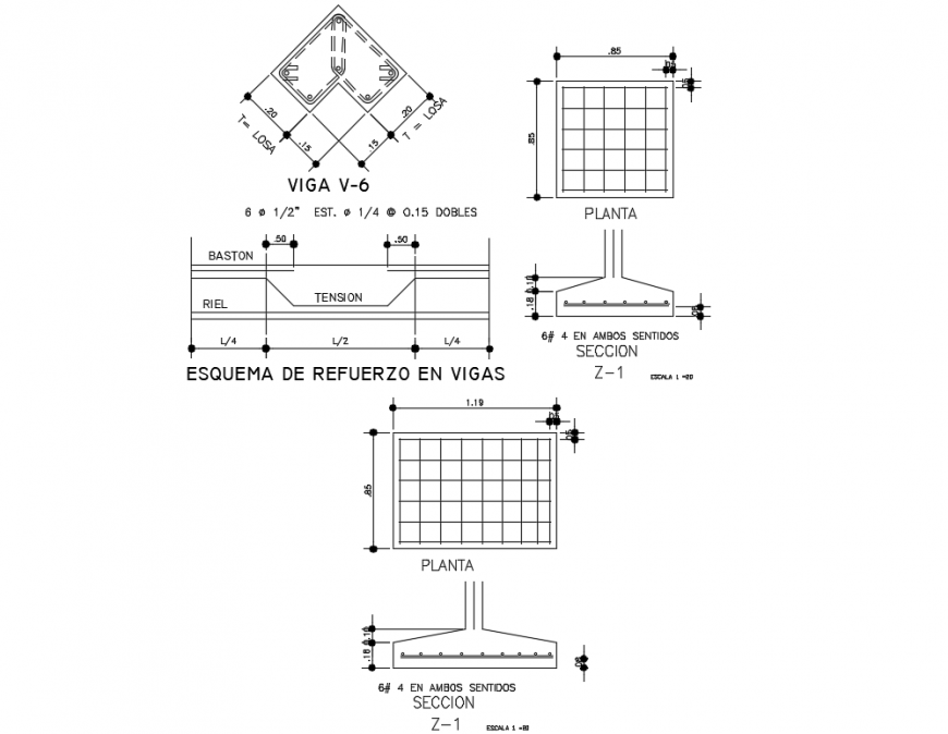 Assorted sectional details of house building dwg file