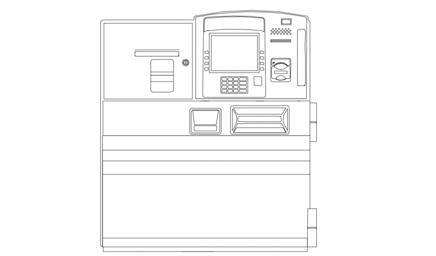 ATM cash machine front elevation drawing details dwg file