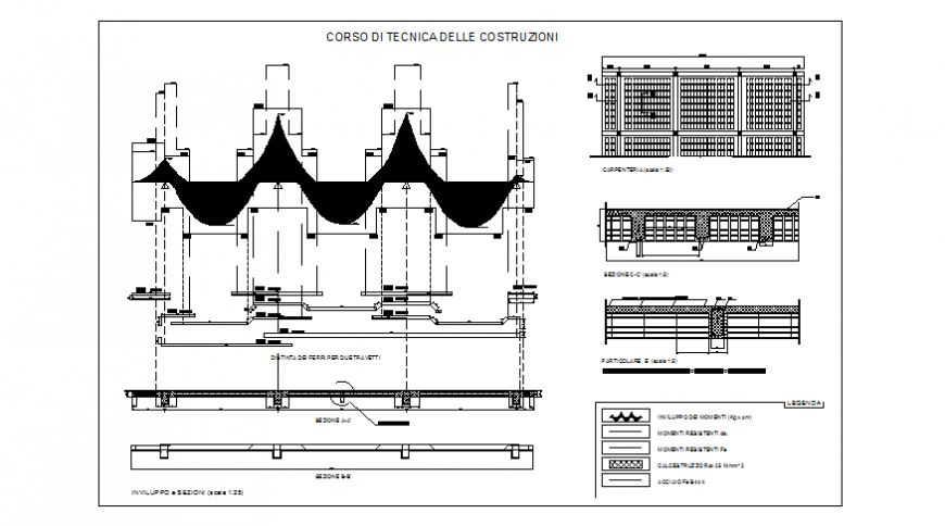 Attic carpenter elevation and section detail dwg file