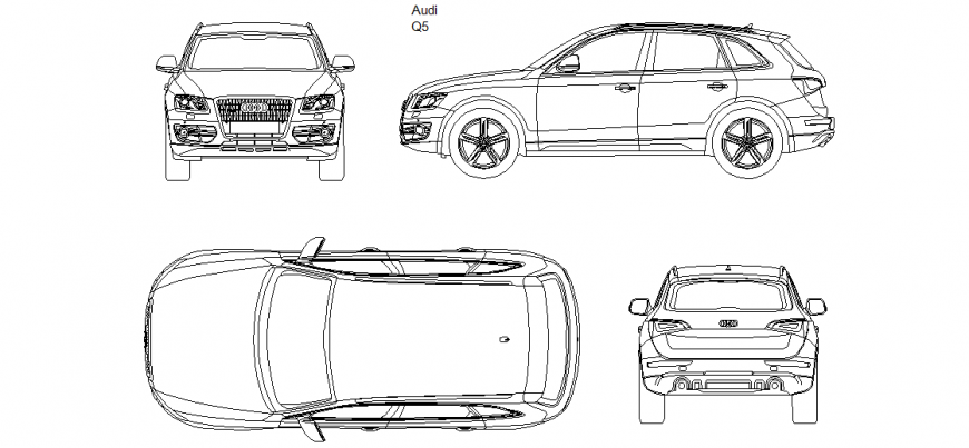 Audi car design of vehicle block dwg file