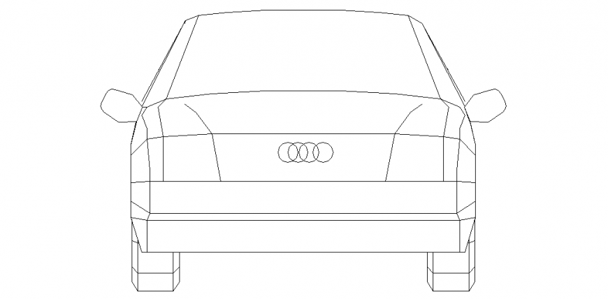 Audi car isometric view with elevation of vehicle design dwg file