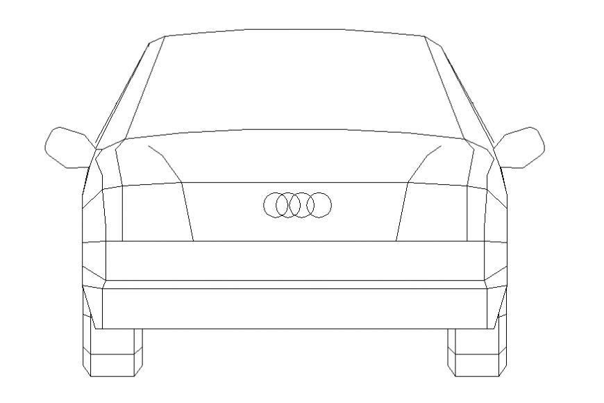 Audi luxuries car front elevation cad block details dwg file