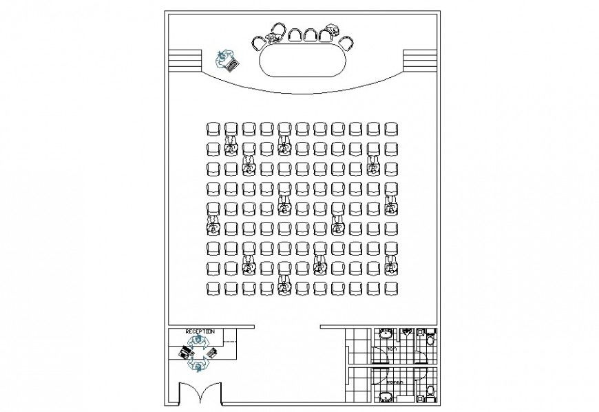 Auditorium  top view plan detail dwg file
