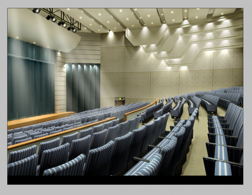 Auditorium building detail elevation 3d model photoshop file