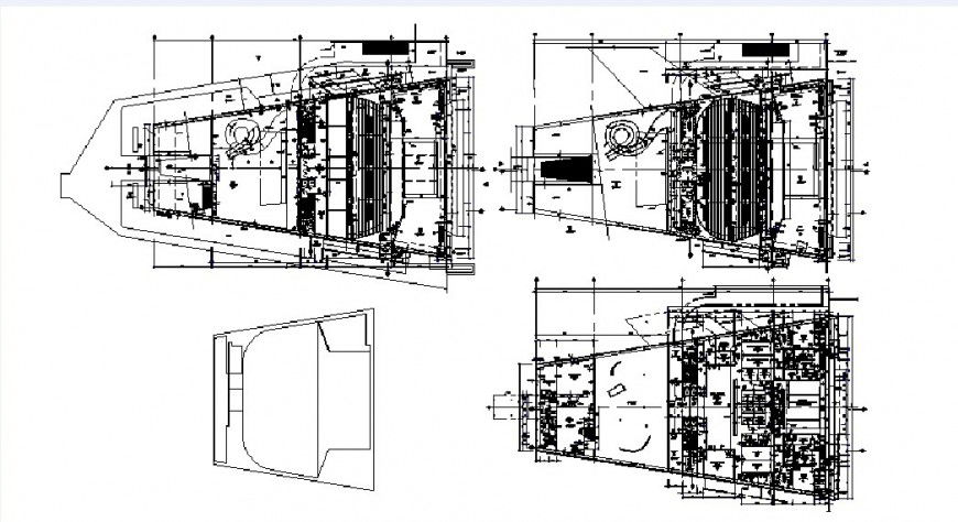 Auditorium hall and fun center floor plan distribution plan cad drawing details dwg file