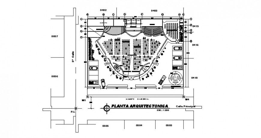 Auditorium hall architecture layout plan cad drawing details dwg file