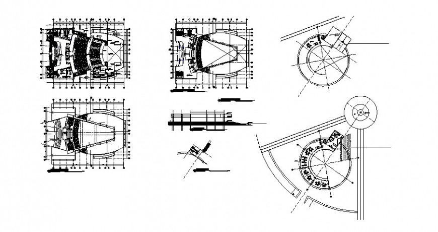 Auditorium hall building floor distribution plan cad drawing details dwg file