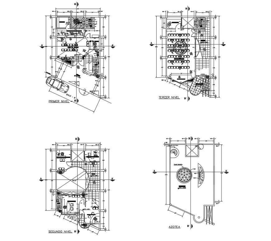 Auditorium hall building floor plan cad drawing details dwg file