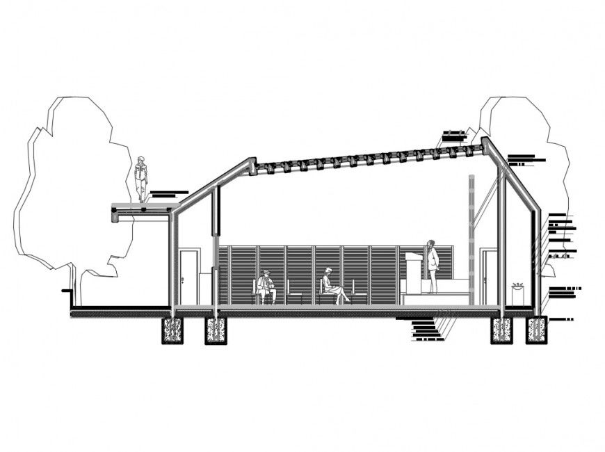 Auditorium hall constructive section cad drawing details dwg file