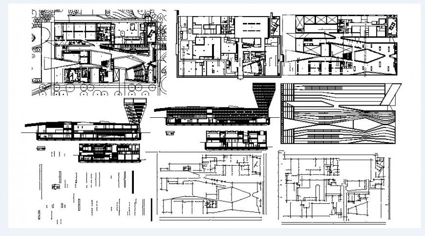 Auditorium hall elevations, section and floor plan cad drawing details dwg file