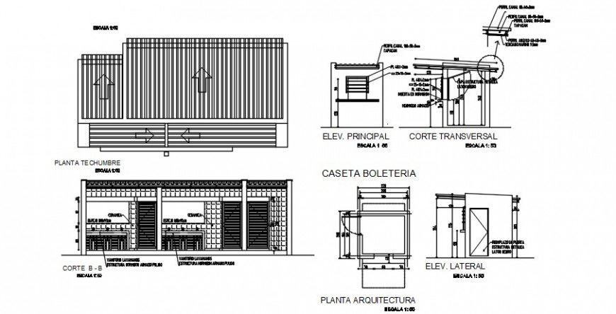 Auditorium hall kitchen section with furniture and structure details dwg file