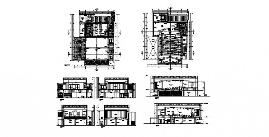 Auditorium hall section and floor plan DWG AutoCAD file