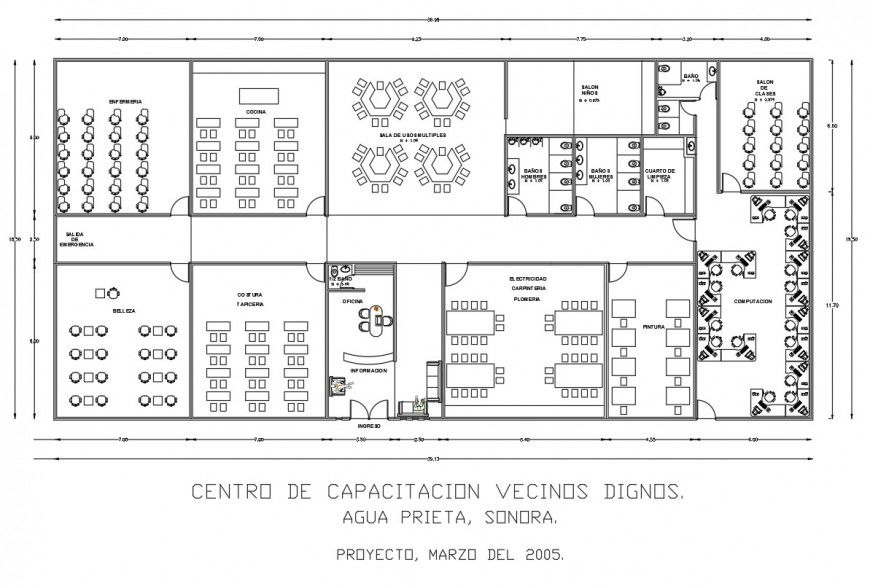 Auditorium hall with community center distribution plan cad drawing details dwg file