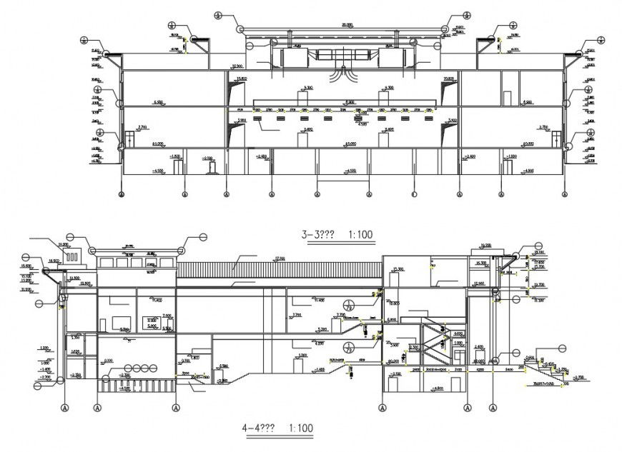 Auditorium section plan detail dwg file