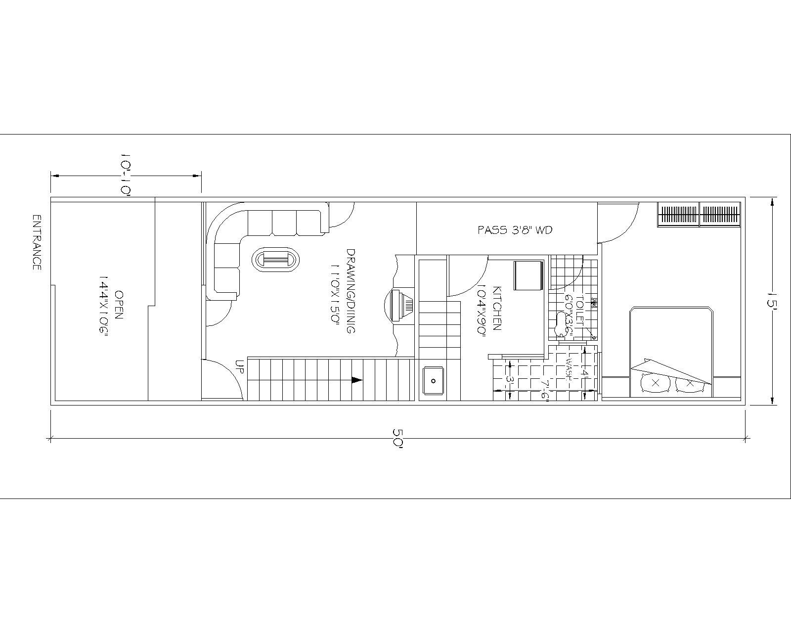 auto Drawing for house Plan(15'X50') 3nd