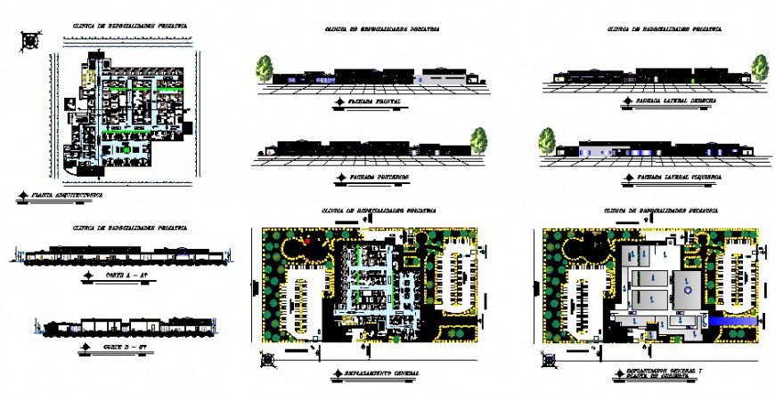 Auto cad file of floor plan and elevation of pediatric hospital