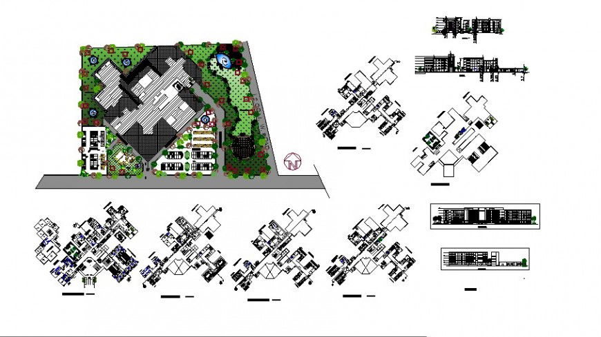 Auto cad file of hospital with Floor plan and elevation plan