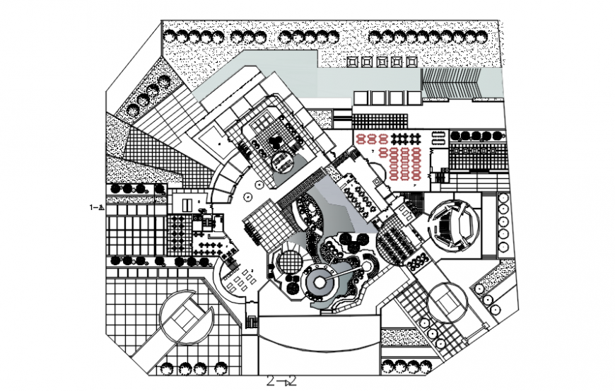 Auto cad file plan with 1-1 Axis of hotel