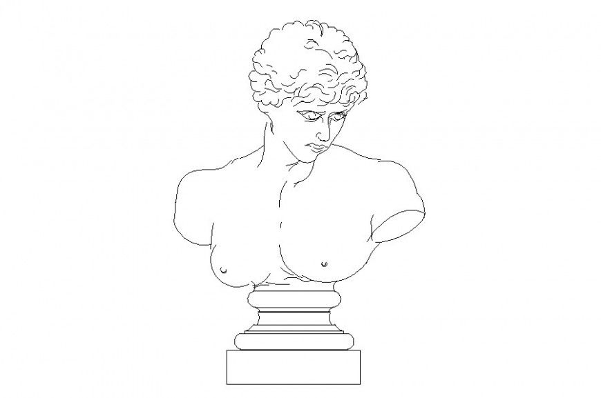 Autocad 3d view of the human sculpture.