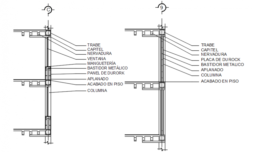 Autocad drawing file of a hotel wall sections