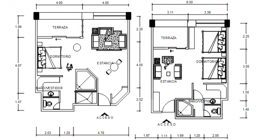Autocad drawing file of floor plan layout options of a residential house