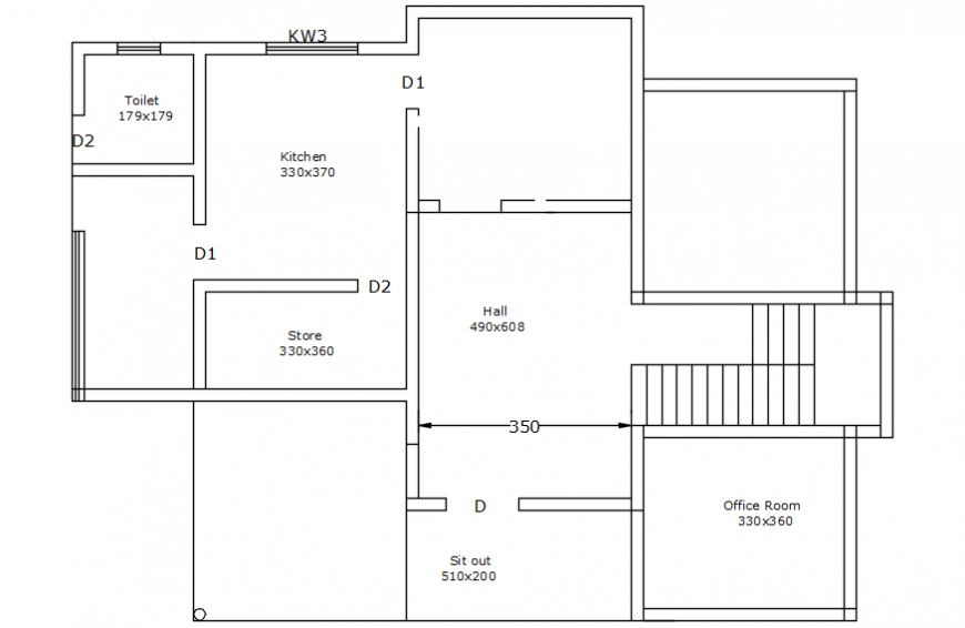 Autocad drawing of a house floor layout
