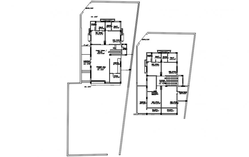 Autocad drawing of a residence floor plan