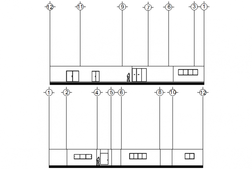Autocad drawing of a residential building elevation