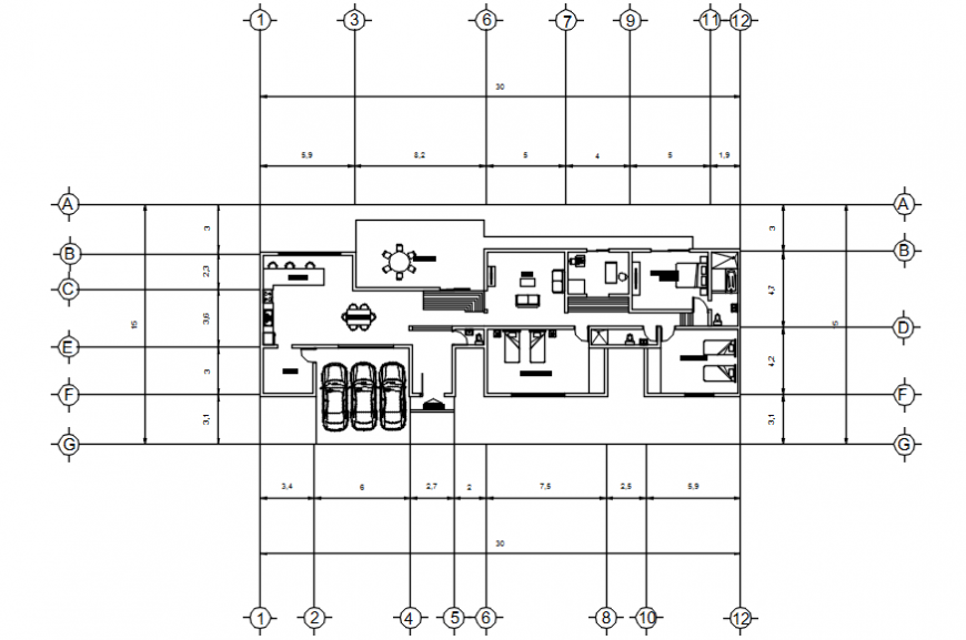 Autocad drawing of a residential building plan