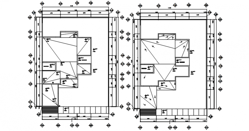 Autocad drawing of a residential house floor plan showing slopes of terrace