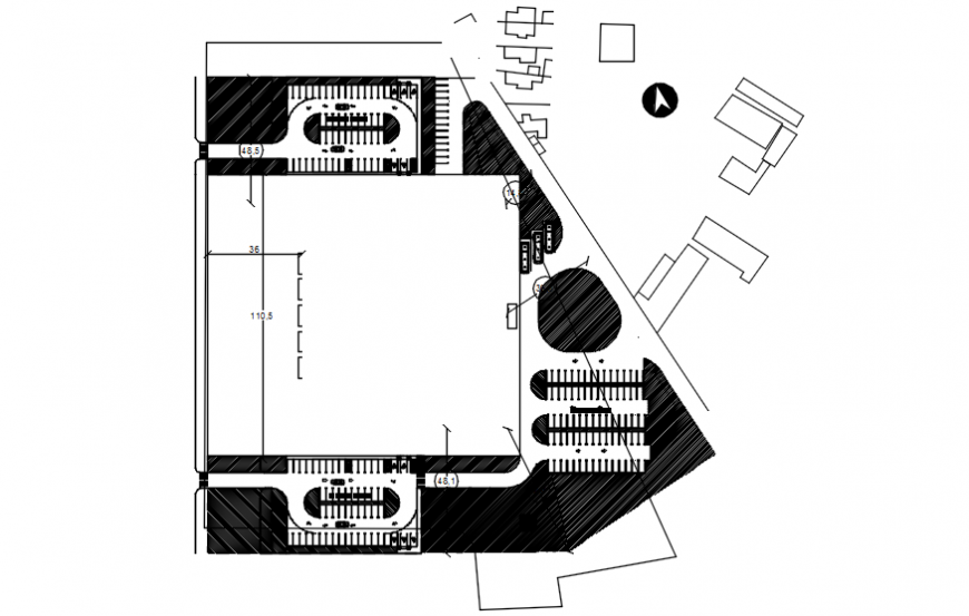Autocad drawing of basketball court site plan