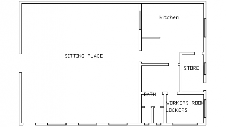 Autocad drawing of cafeteria layout plan of an hospital
